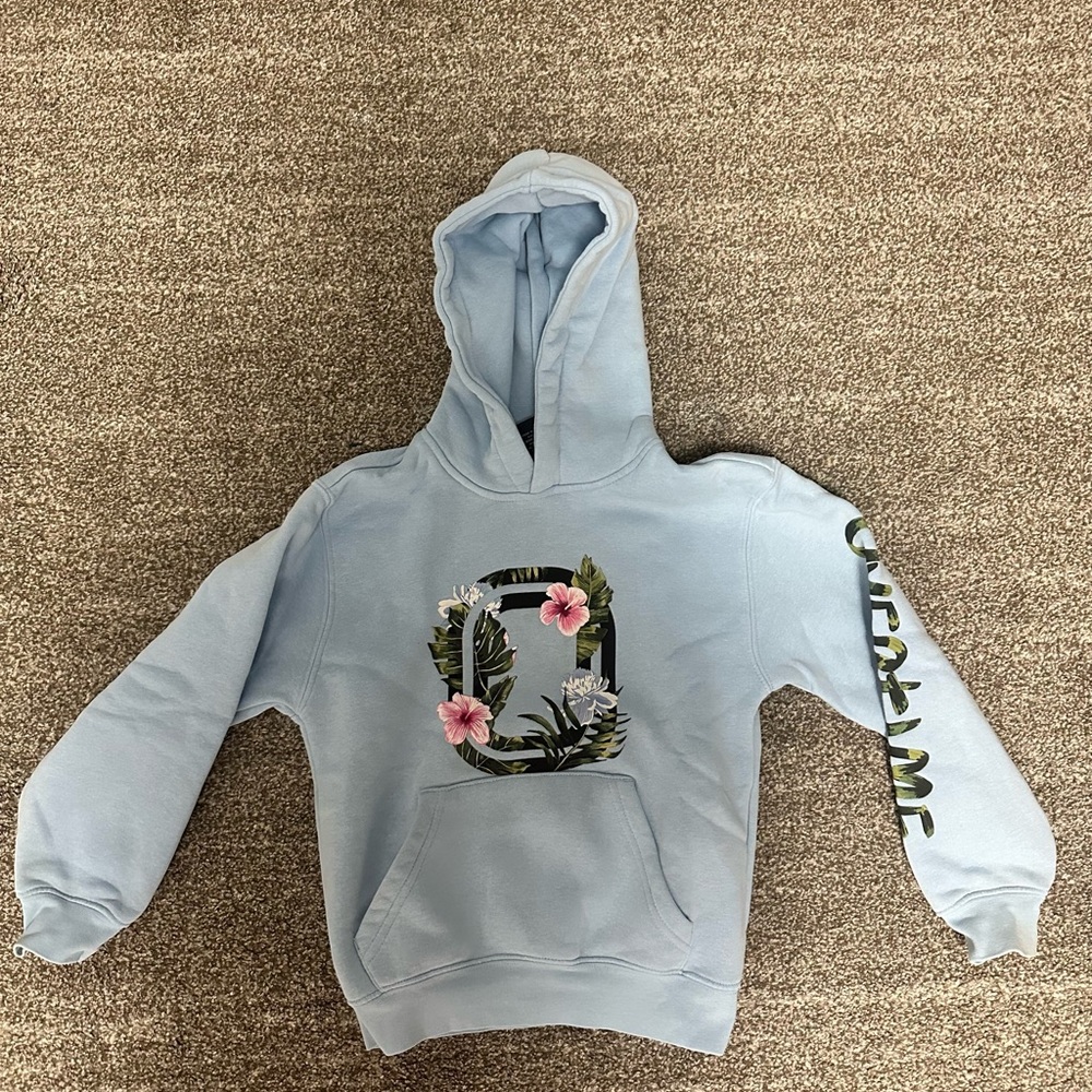 Kids Blue Hoodie with Floral Design